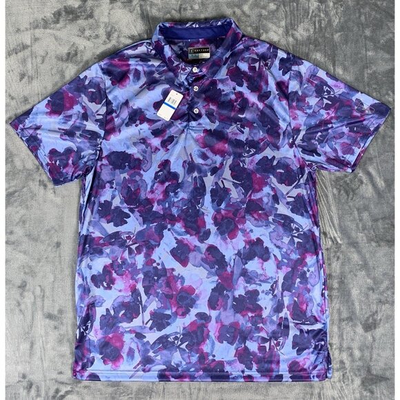 PGA Tour Other - PGA Tour Floral Print Golf Polo Shirt Mens XL  Purple Blue Soft Comfortable
